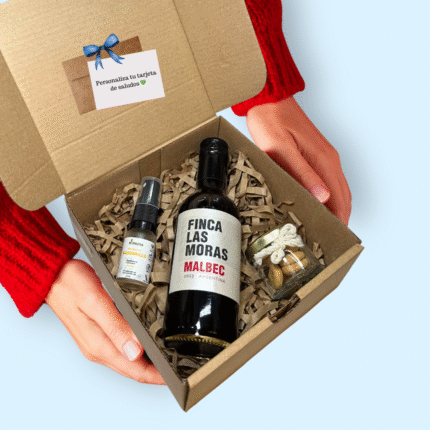 Pack De Regalo Vino Tinto Malbec, Tónico De Manzanilla, Snack De Galletas