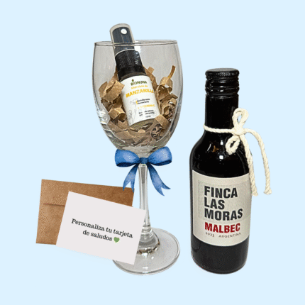 Pack De Regalo Vino Tinto Malbec ,copa De Vidrio, Tónico De Manzanilla